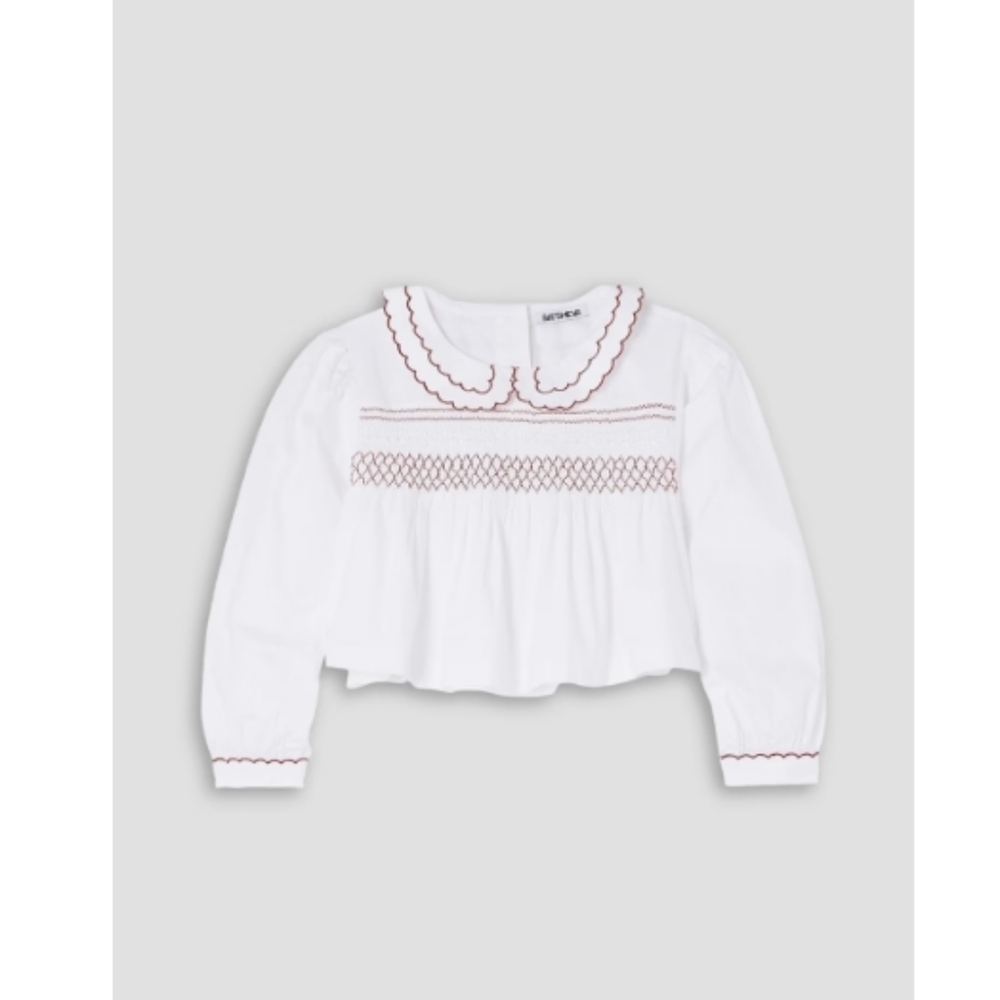 Nwot Batsheva Fresh Cotton Smocked Embroidery Boho Cropped Top 6 S - Picture 3 of 11